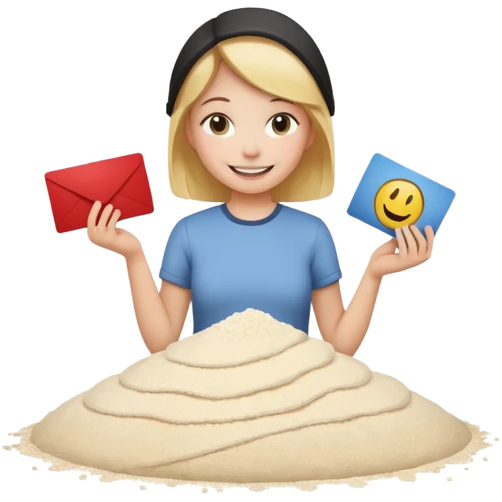 Smiley face with card in hand and pile of flour emoji
