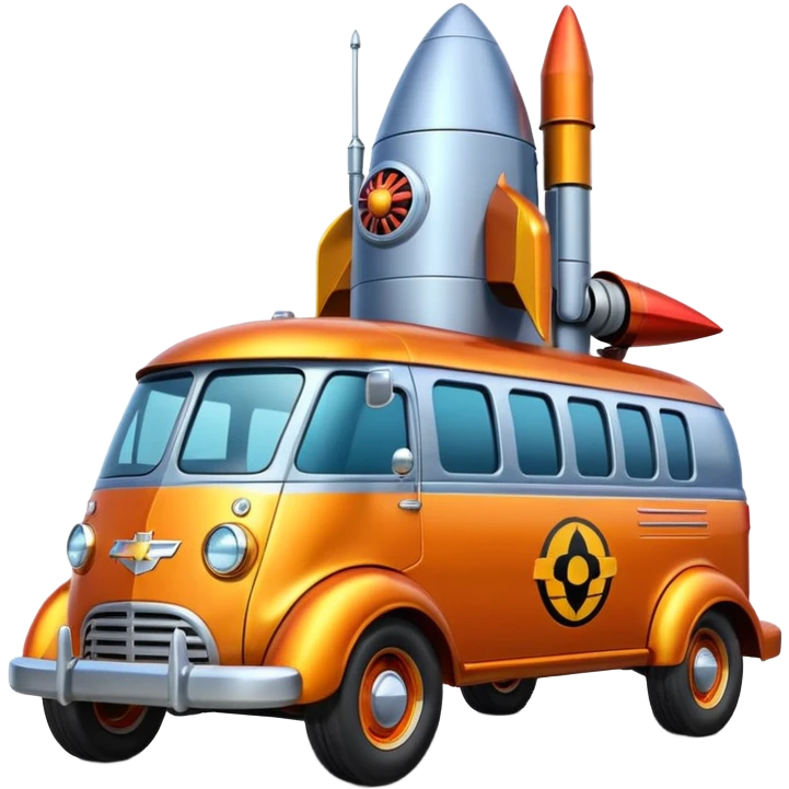 Heroic SuperBug hot rod Ron’s superminator futuristic rocket-powered tall robot Chevy delivery van (motto: bug out rocket Bombing creepy bugs is fun) emoji