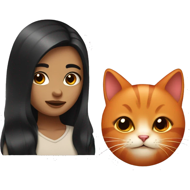 girl with dark hair and a red cat emoji