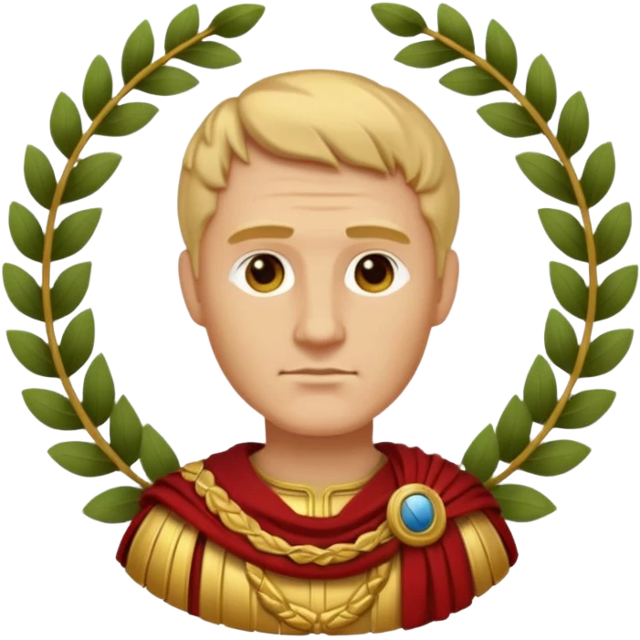 Julius Caesar emoji, side profile, laurel wreath, Roman attire, stylized emoji