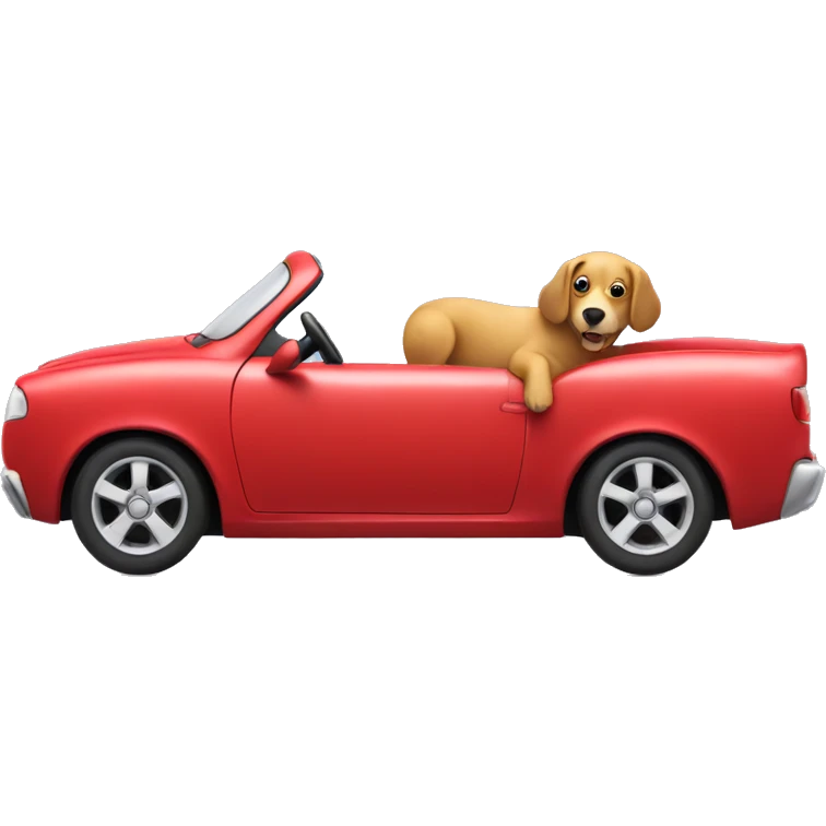 Dog driving a red car emoji