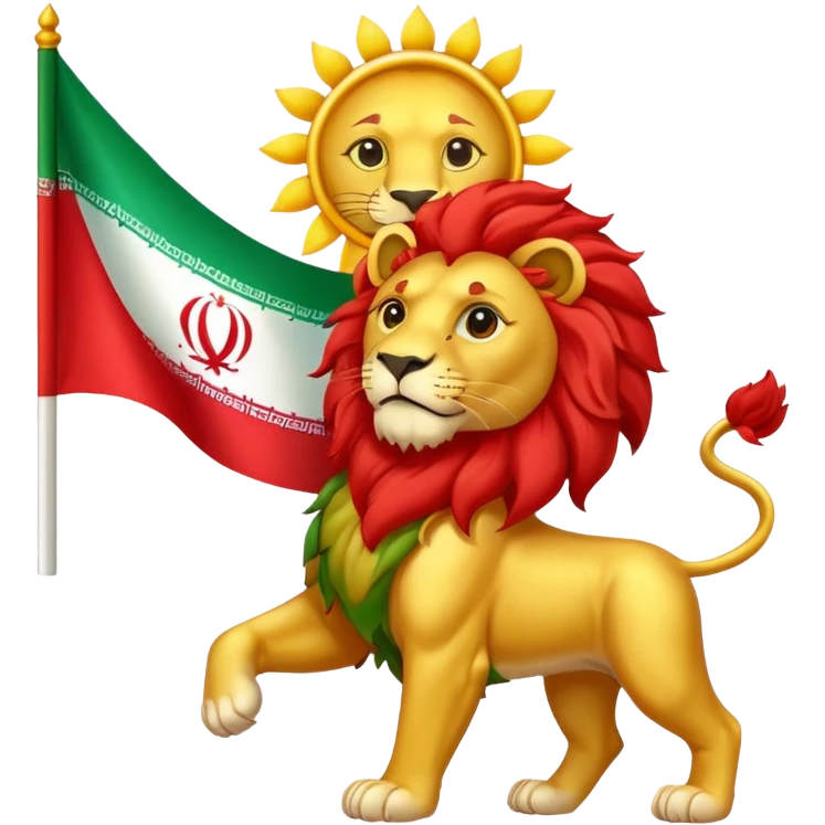 Iran flag with lion and sun emoji