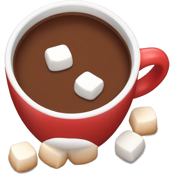 red mug of hot chocolate with marshmallows emoji