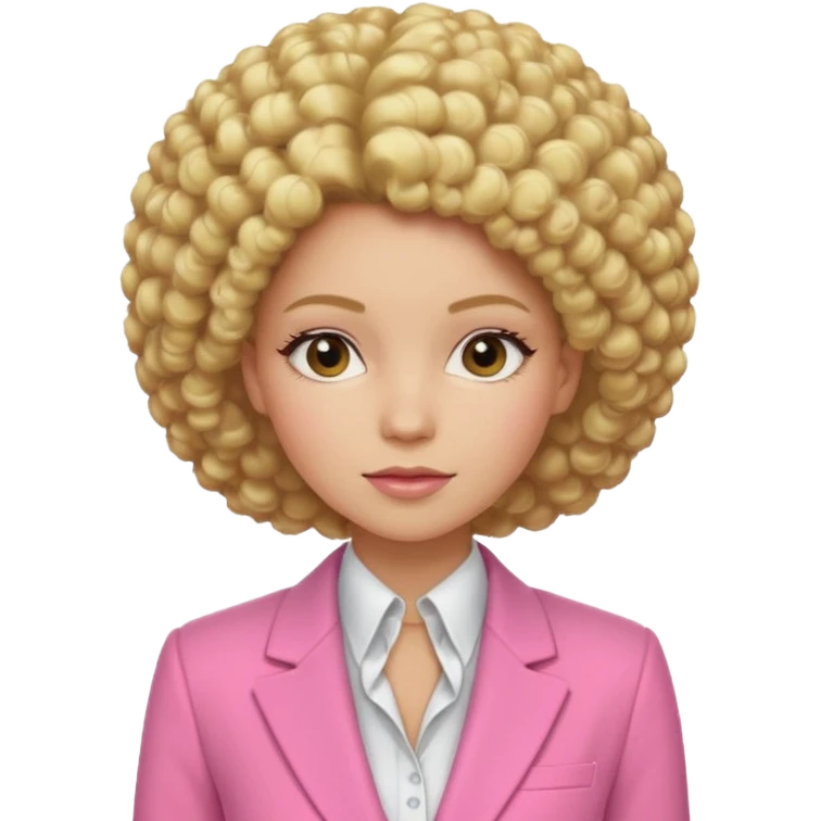 afro blonde hair woman pink suit emoji