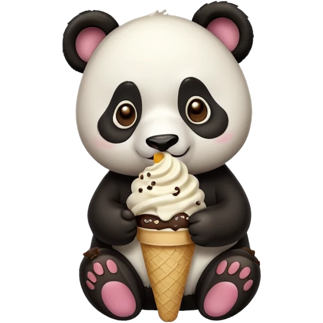 Panda eating ice cre emoji