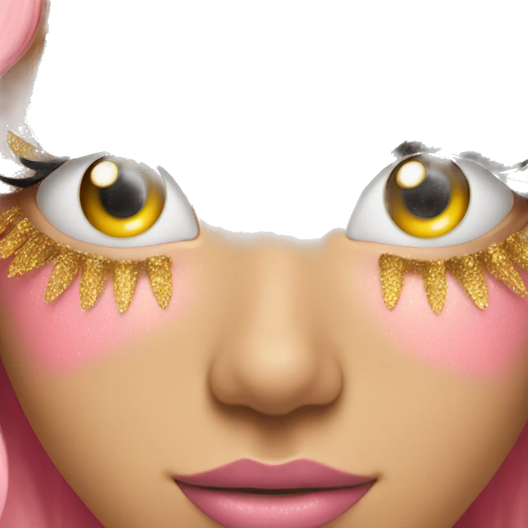 pink and gold eyelashes emoji