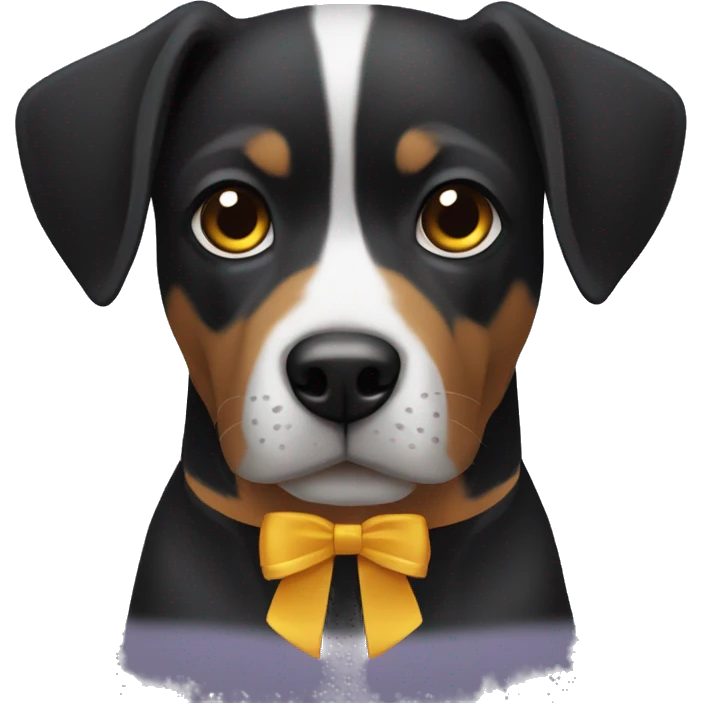 Perro negro con lazo de luto emoji