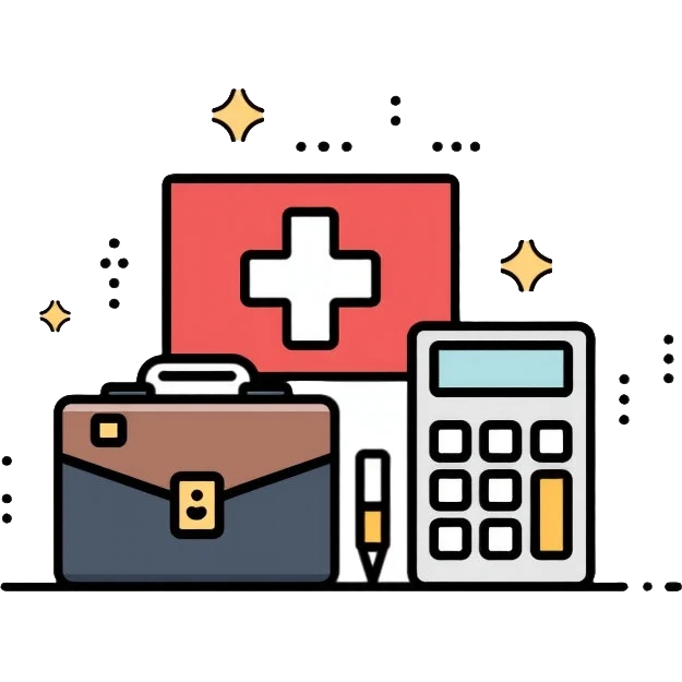 Swiss financial advisor with Swiss cross symbol, briefcase and calculator emoji