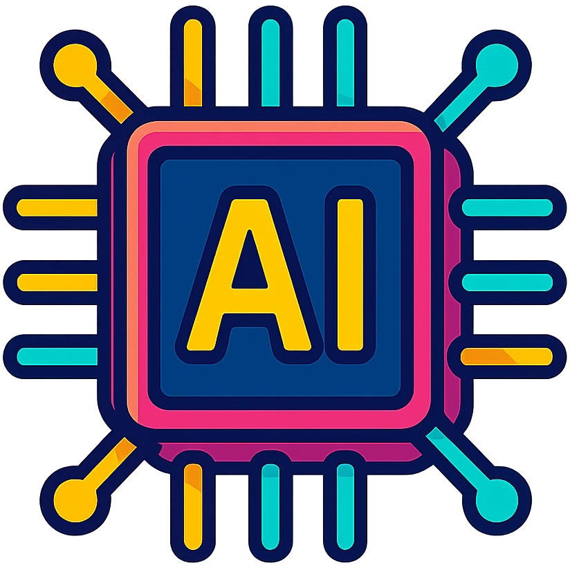 AI chip with neon lines emoji