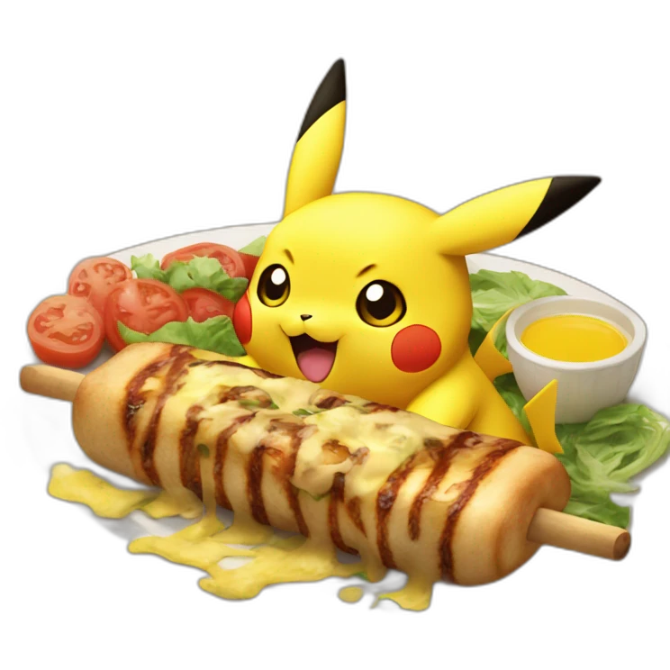 Pikachu qui mange un kebab emoji