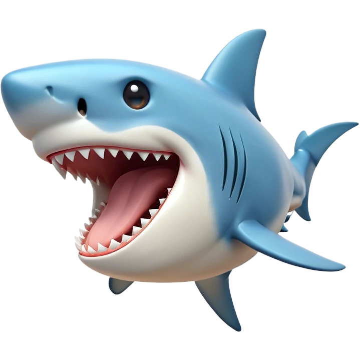 Cinematic Cute Yawning Shark Portrait Emoji, Head tilted slightly with a dramatic, wide-open yawn, showcasing a soft, streamlined body with gently drooping fins and eyes barely open in drowsy contentment, Simplified yet irresistibly adorable features, highly detailed, glowing with a soft, cozy glow, high shine, relaxed yet expressive, stylized with a touch of aquatic charm, bright and endearing, soft glowing outline, capturing the essence of a sleepy yet affectionate shark, so drowsy it feels like it could float right out of the screen and curl up for a nap! emoji