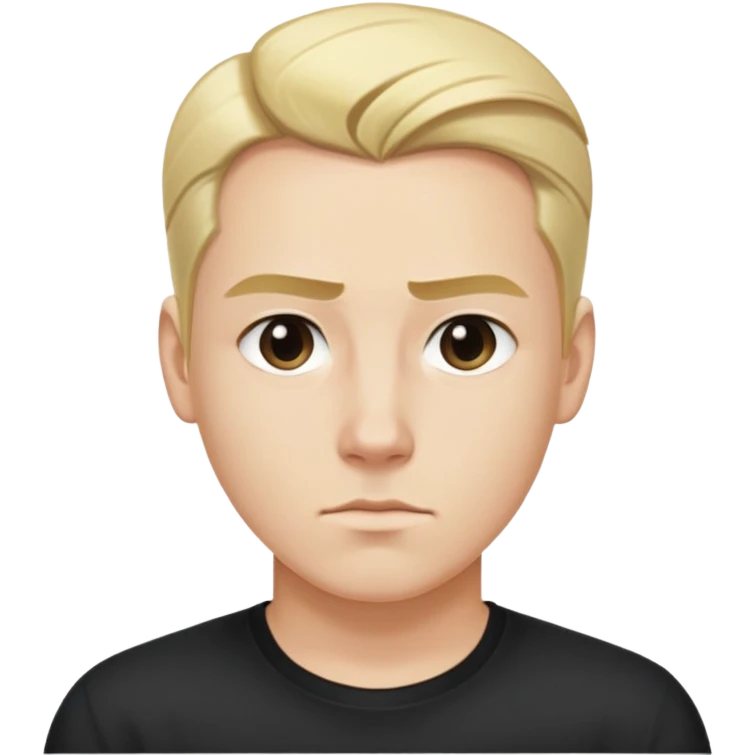 nam 25 tuổi, tóc màu vàng vuốt ngược, da trắng, mặt ngầu, áo màu đen, nửa thân trên emoji