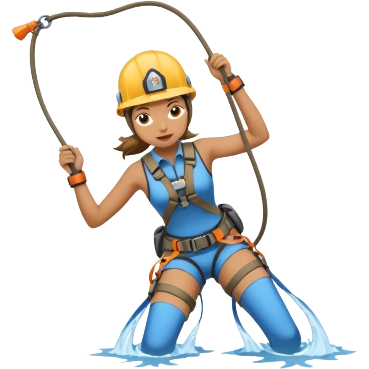 Woman rappelling waterfall emoji