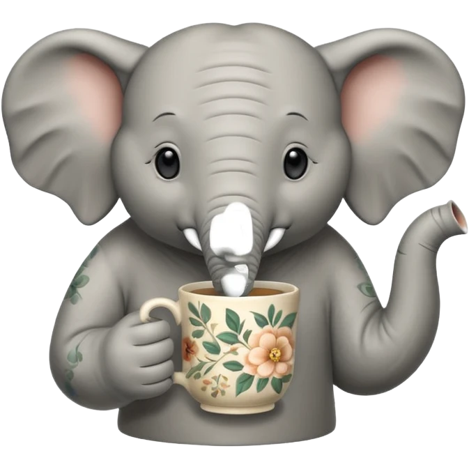 elephant with tea cup emoji