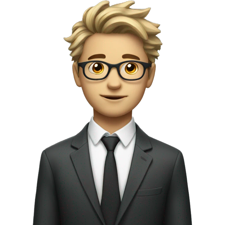 Interesting smart teen boy in suit with glasses and cool hair emoji