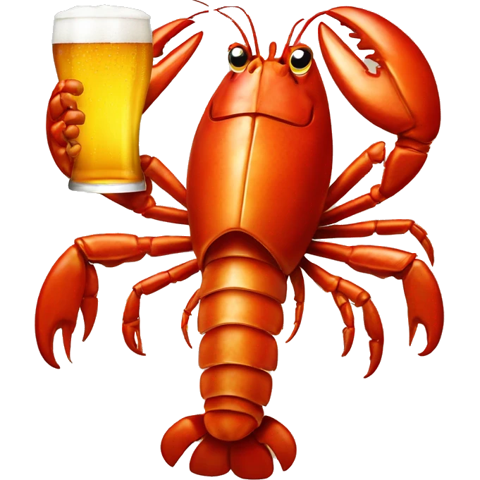 Lobster drinking beer emoji