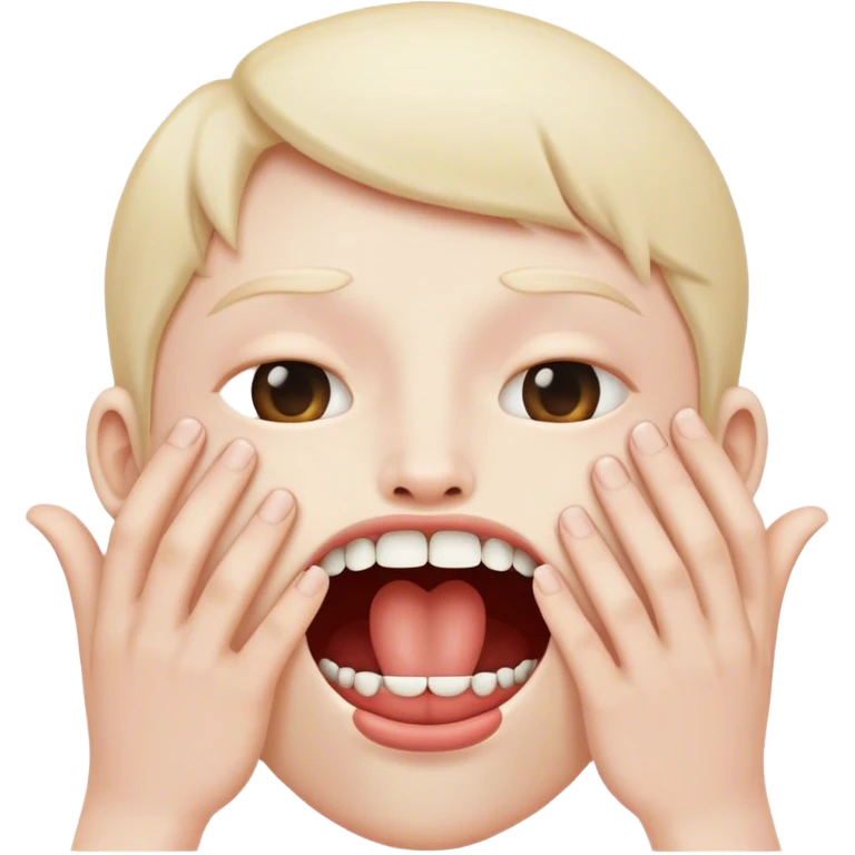 Mouth with hands coming out of the mouth from inside the mouth emoji