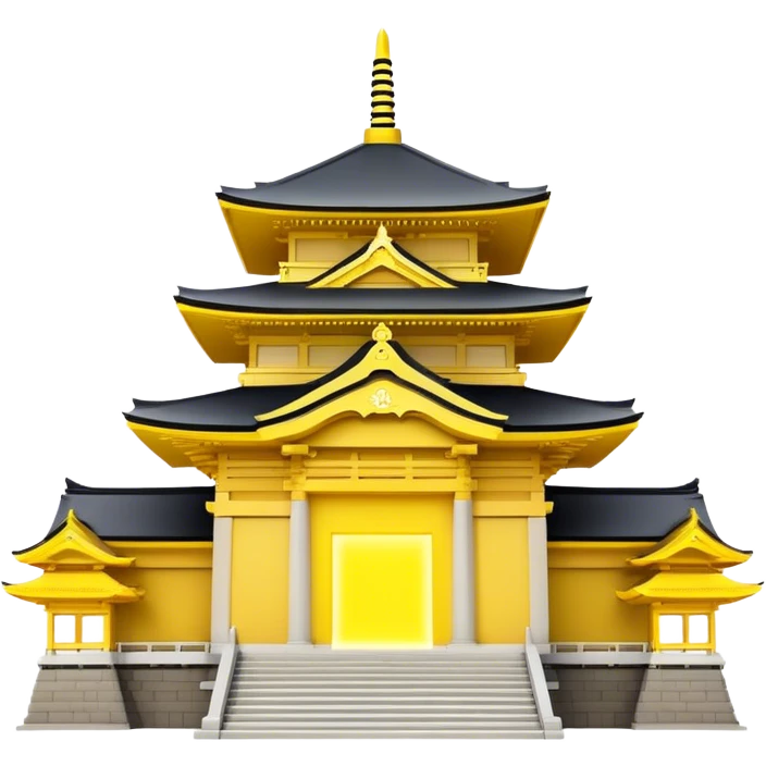 Japan Temple with yellow glowing entrance without background emoji