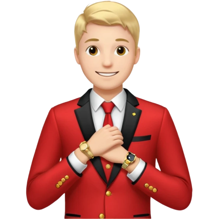 man  in red holiday new year suit emoji