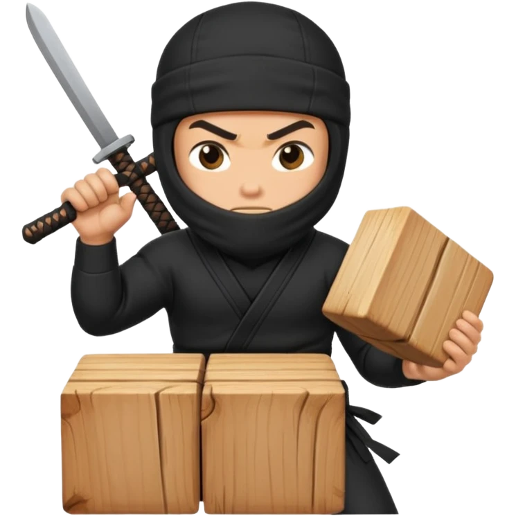 Ninja chopping a block of wood on with his hand emoji
