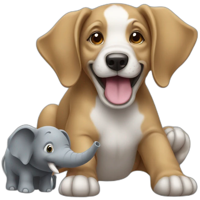 A dog launging on elephant  emoji