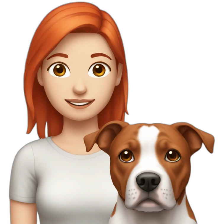 female red hair with staffy emoji
