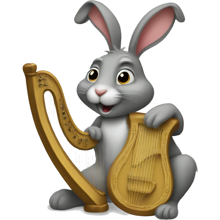 Rabbit playing harp emoji