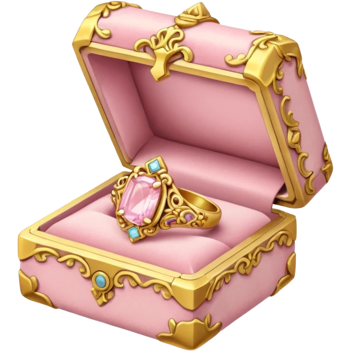 The ring in the box in soft pink, beige and yellow pastel colors emoji