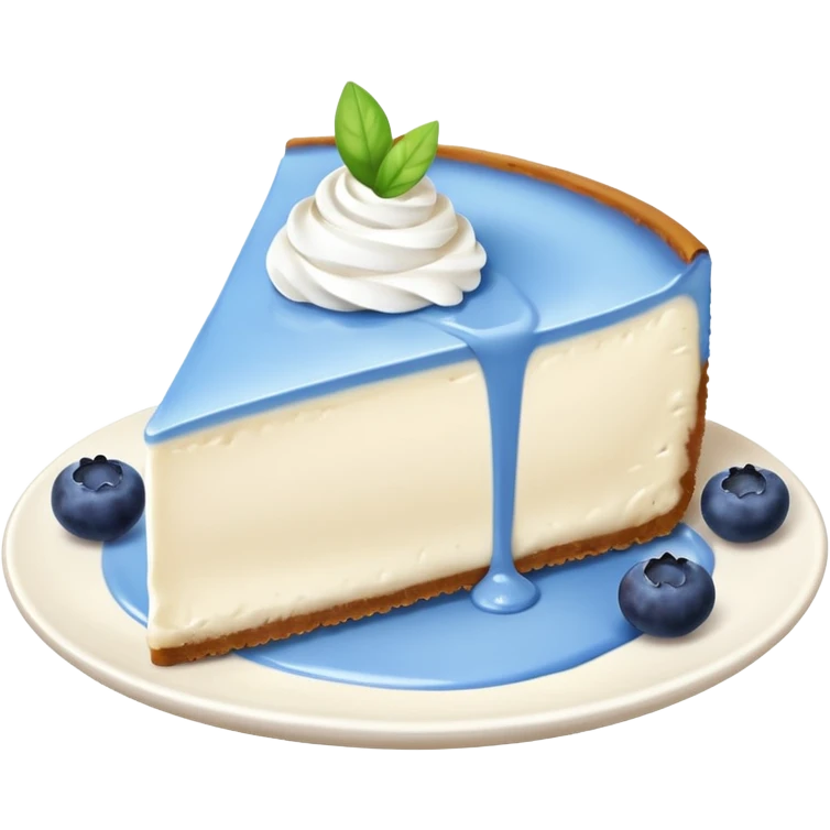 one slice of cheesecake with blue cream on top and blueberries without a plate emoji