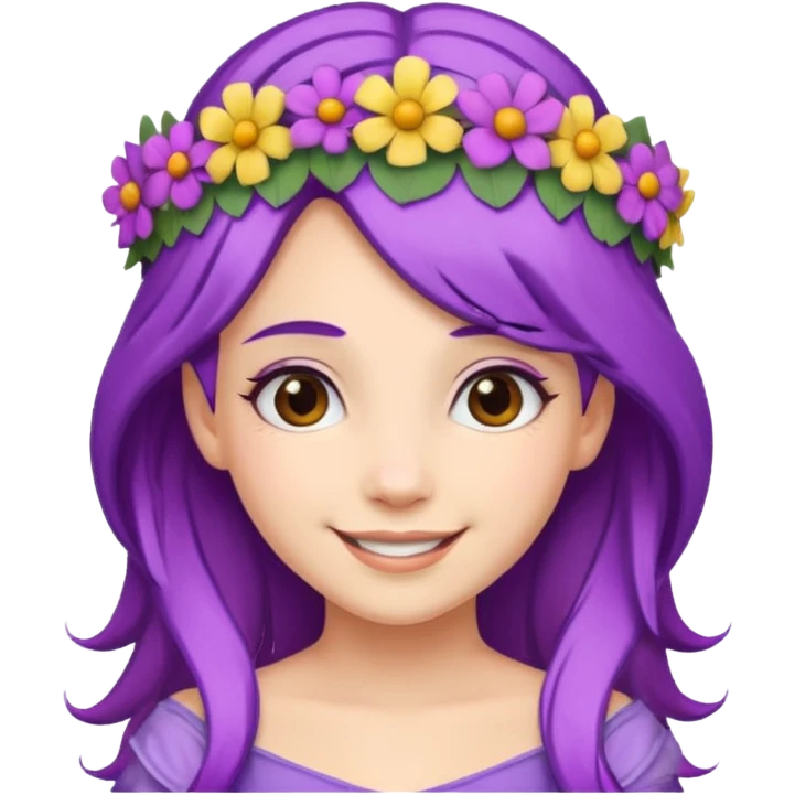 Princesses with Flower Crown in Purple Hair emoji