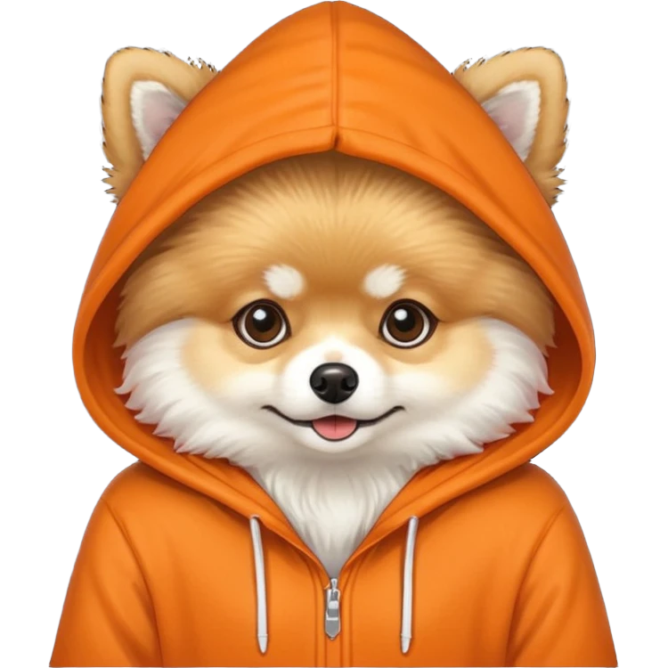 Pomeranian wearing a hoodie  emoji