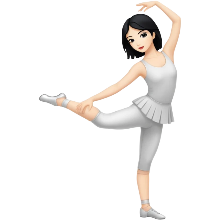 A white black haired woman doing contemporary dance  emoji