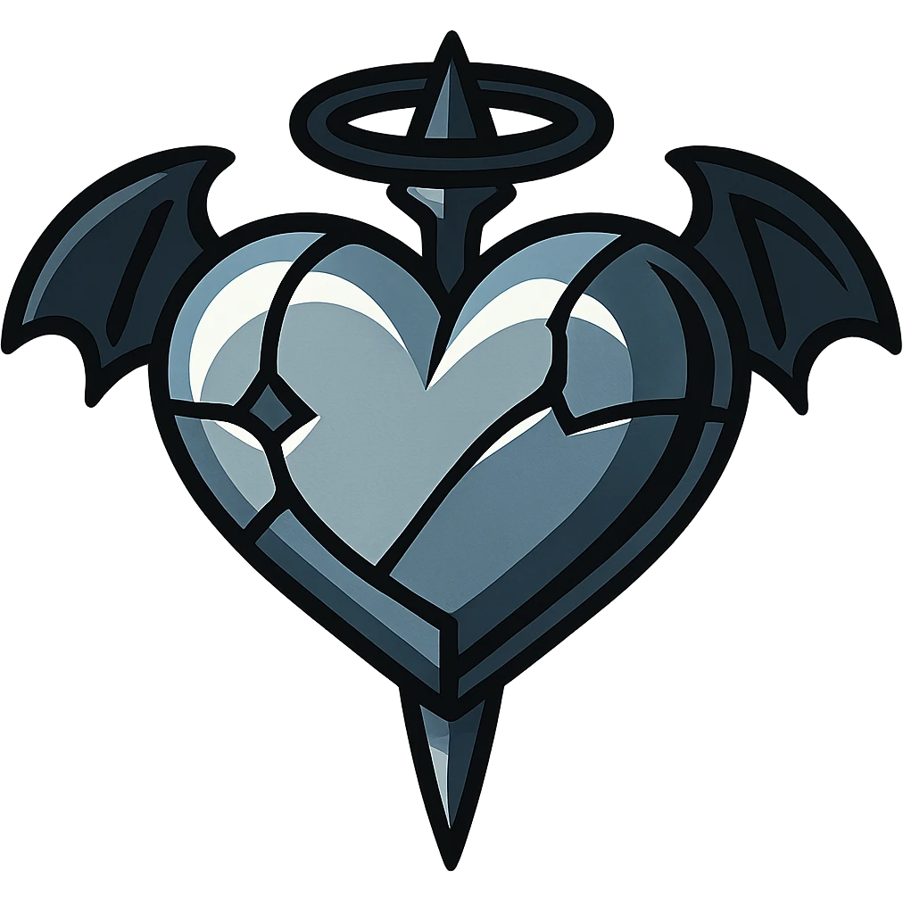 silver goth heart, gothic, bold, Vibrant Toon style, no text emoji