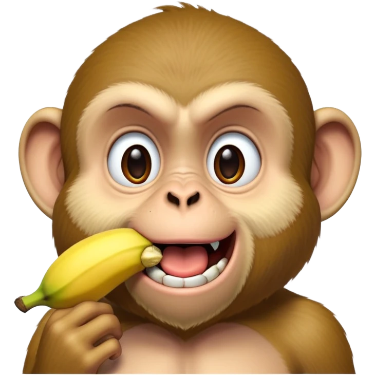 Обезьянка из Алладина Абу взяла в рот банан и на ее лице Ахегао emoji