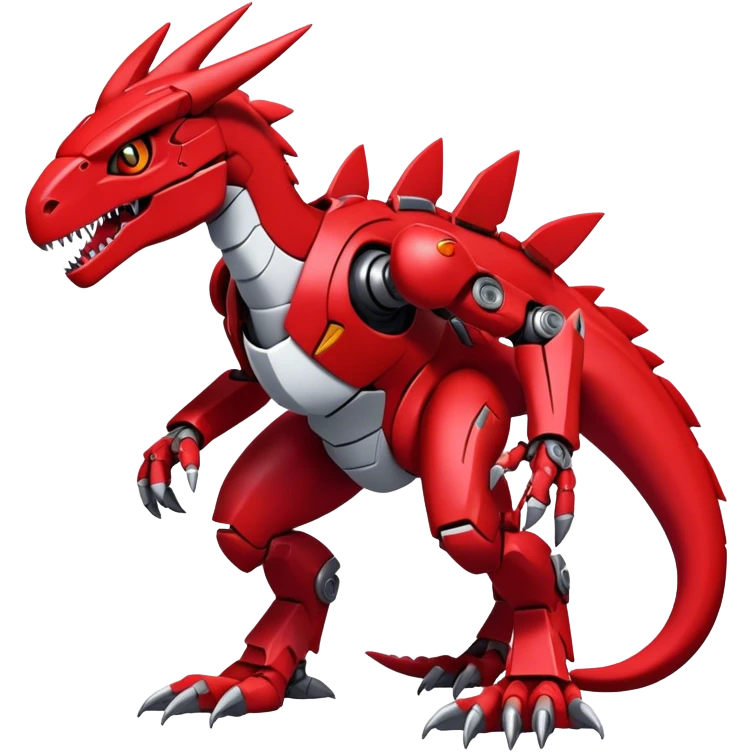  Cool Edgy Futuristic Red Digimon-Fakemon-Guilmon-Velociraptor-Dragon-Mecha full body emoji