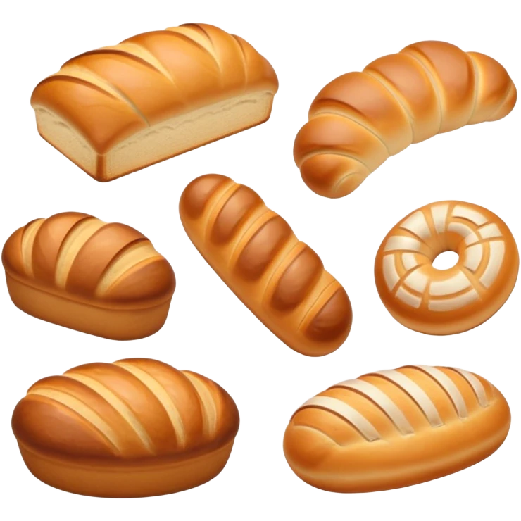 assorted bread and bakery items emoji