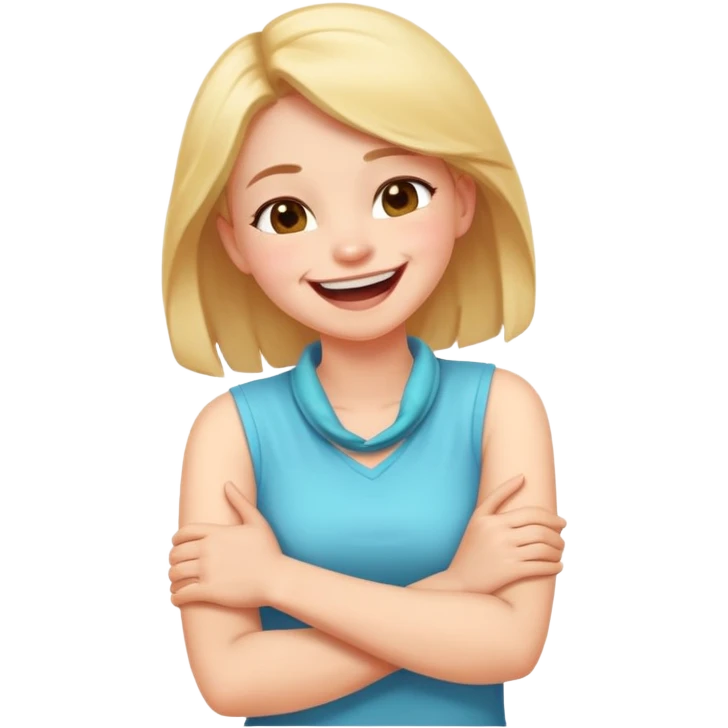 Girl arms a crossed the neck while laughing  emoji