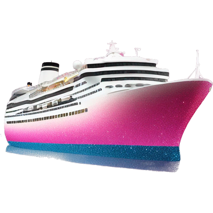 Pink ombre cruise ship with glitter emoji