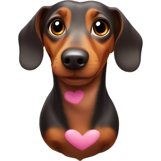 Weiner dog with hearts floating around head emoji