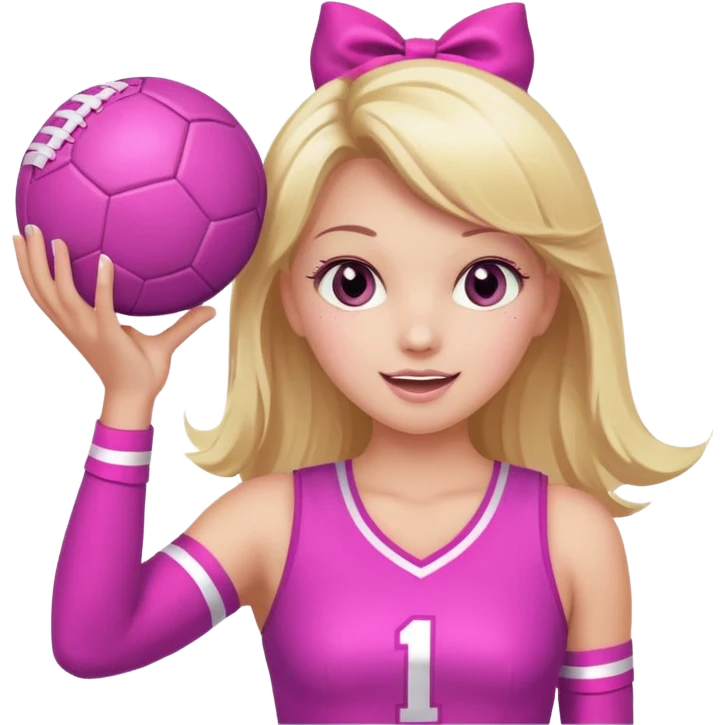 football cheerleader, holding a cheering ball, pink and twinkle emoji