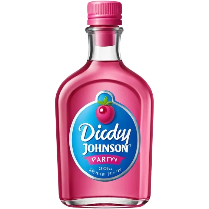 bottle of oil blue top pink outside with logo that says Diddy Party oil Johnson and Johnson  brand with a smiling berry on top emoji