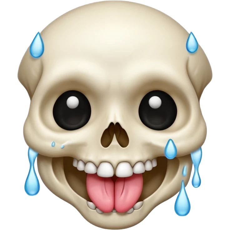 crying skull with tears, a smile and tongue sticking out  emoji