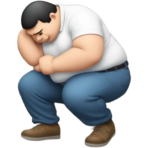 fat man crawling up steps emoji