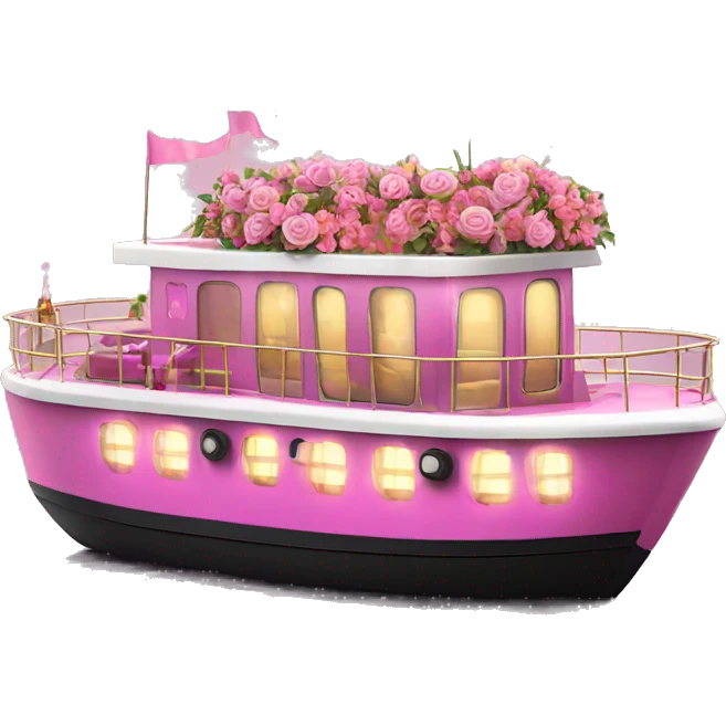 Large Pink Realistic Party Boat With Lights and Flowers  emoji