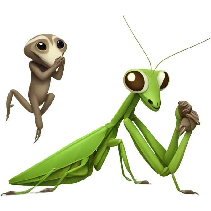 Praying mantis with a sloth emoji