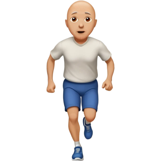 Nakid 60 year old man with ball head running down the hallway saying they are gone. emoji
