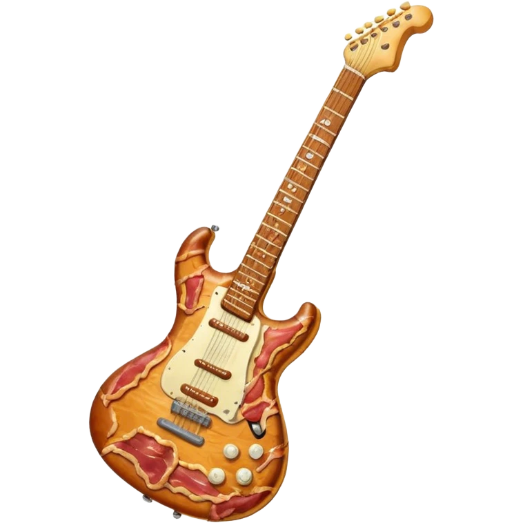 electric guitar made of bacon emoji