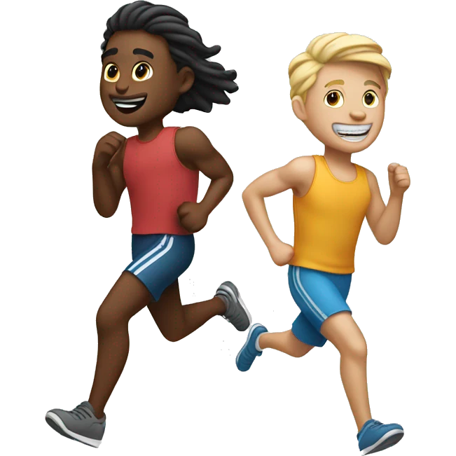 two white friends running together emoji