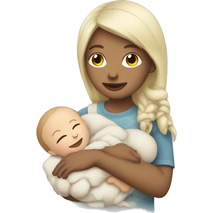 little white girl with baby son plushy emoji