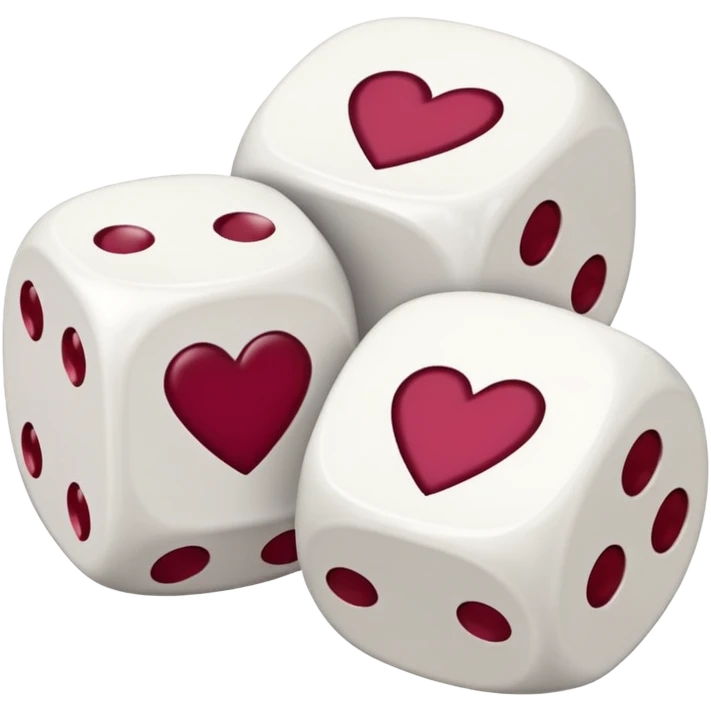 two dices in with burgundy heart details emoji